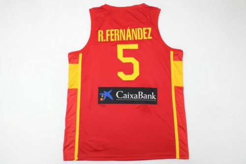 Rudy Fernandez 5 Spain 2022 FIBA EuroBasket Final Away Red Jersey